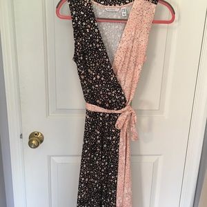 Contrast Print Knit Faux Wrap Dress (NWOT)